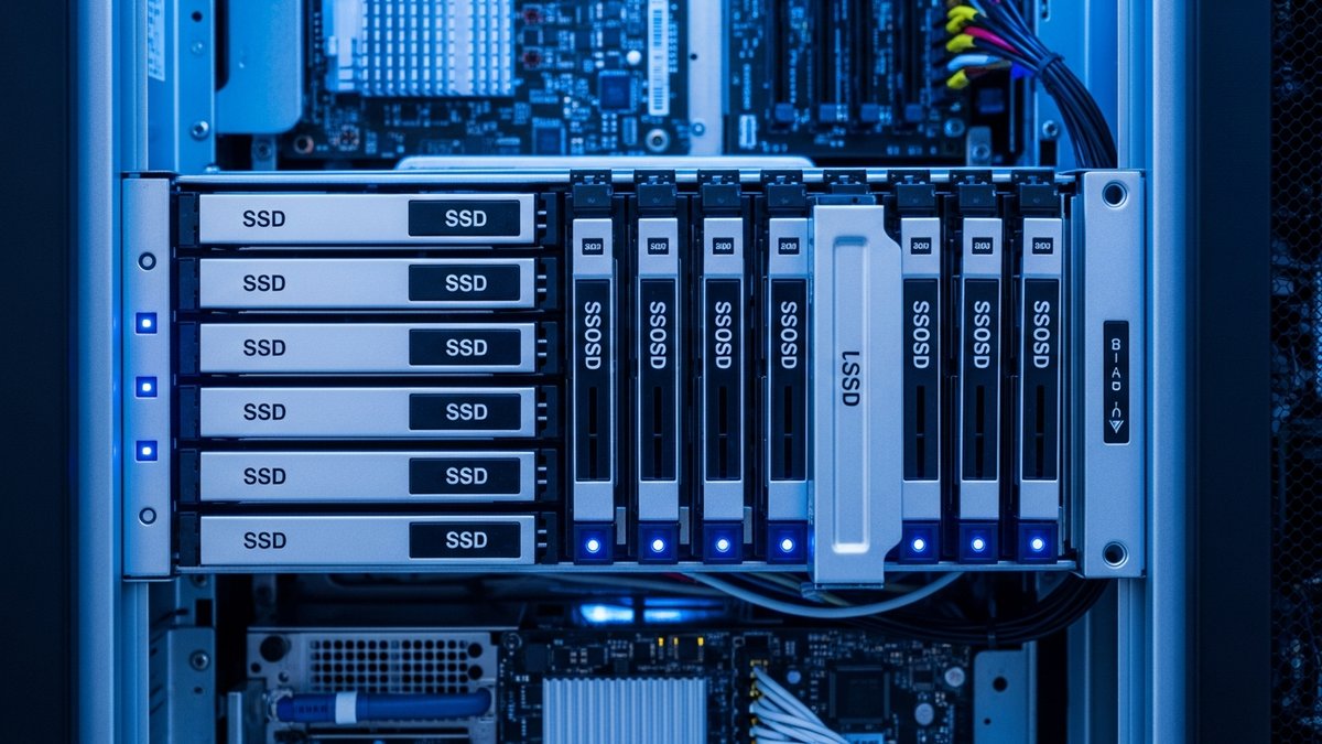 SSD storage array hot-swap bays